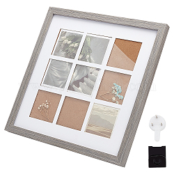 Portafoto quadrato in legno, per appendere a parete e display da tavolo, per tenere 9 foto, Gainsboro, 330x330x19mm