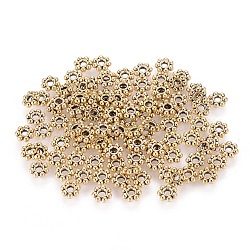 Alliage daisy séparateurs perles de style tibétain, sans plomb & sans nickel & sans cadmium , fleur, de couleur or antique , 4x1mm, Trou: 1mm