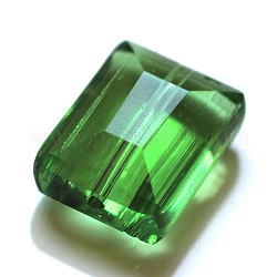Imitazione branelli di cristallo austriaco, grado aaa, sfaccettato, rettangolo, verde, 8x9.5x5mm, Foro: 0.9~1 mm