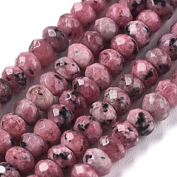 Chapelets de perles en rondelles en jade de Malaisie naturel teint, facette, rouge violet pâle, 4x2~3mm, Trou: 1mm, Environ 115 pcs/chapelet, 14 pouce