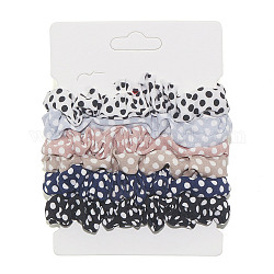 Polka Dot Pattern Cloth Elastic Hair Accessories, for Girls or Women, Scrunchie/Scrunchy Hair Ties, Mixed Color, 120mm, 6pcs/set