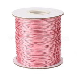 Cordón de poliéster encerado, Cuerda de la perla, rosa, 0.5mm, alrededor de 169.51~174.98 yarda (155~160 m) / rollo
