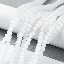 Katzenauge Perlen Stränge, Runde, weiß, 4 mm, Bohrung: 0.7 mm, ca. 100~105 Stk. / Strang, 14.37~14.69 Zoll (36.5~37.3 cm)