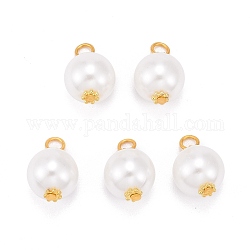 Pendentifs en perles de verre teint écologiques, avec des perles d'espacement de marguerite en alliage et des épingles à tête plate en fer, blanc, 17x10mm, Trou: 3mm