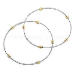 Bracelets de printemps, bracelets minimalistes avec perles, fil français en acier plaqué/fil de guimpe, à porter empilable, platine, 12 jauge, 2mm, diamètre intérieur: 58.5 mm