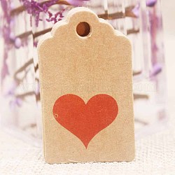 Étiquettes-cadeaux en papier, étiquettes de suspension, pour les arts et l'artisanat, pour le mariage, La Saint-Valentin, rectangle avec motif coeur, burlywood, 50x30x0.4mm, Trou: 5mm