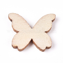 Cabujones de madera en blanco sin terminar, formas de madera cortadas con láser, mariposa, almendra blanqueada, 16x20x2.5mm, 100 unidades / bolsa