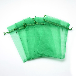 Sacs en organza, haute densité, rectangle, vert printanier, 9x7 cm