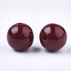 Perles en résine, pierre d'imitation, ronde, brun, 16~16.5mm, Trou: 3.5mm