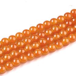 Baking Painted Imitation Jade Glass Round Bead Strands, Chocolate, 8.5~9mm, Hole: 1.5mm, about 105pcs/strand, 31.8 inch