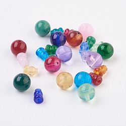 Perles de gourou au chalumeau 3 trou, perles t-percées, perles bouddha, couleur mixte, 26mm, cône: environ 12x8~8.5 mm, rond: 14mm, Trou: 2mm