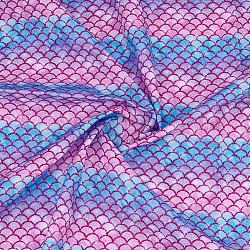 Fingerinspire マーメイドスケール生地 39.4x57 インチ魚鱗模様ポリエステル綿生地青紫マーメイドプリント生地 diy クラフト  家の装飾  布縫製付属品（伸縮性なし）