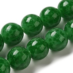 Cristal de murano hebras, redondo, verde, 14mm, agujero: 2 mm, aproximamente 35 pcs / cadena, 19.09'' (48.5 cm)