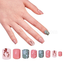 Set di nail art, con punte per unghie in plastica 24 pz, 24 pezzo di colla per unghie gelatina doppio lato, rosso violaceo chiaro, 14.5~23x7~14mm, su 24 pc / insieme
