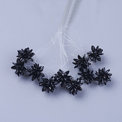 Perles de verre tissées, fleur / sparkler, fait de charmes en oeil de cheval, noir, 13mm