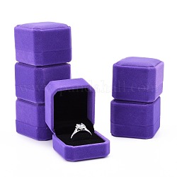 Boîtes anneau de velours, rectangle, lilas, 5.5x5x4.5 cm