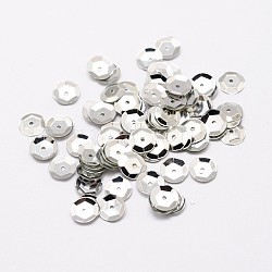 Abalorios de plástico paillette, abalorios lentejuelas semi-ahuecadas, orificio central, plata, 6~7x0.5mm, agujero: 1 mm