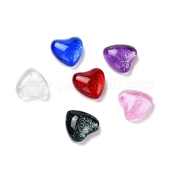 Cabochons di vetro placca, cuore, colore misto, 6x6x2.2mm