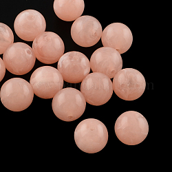 Piedras preciosas abalorios de imitación de acrílico redonda, coral luz, 6mm, agujero: 1.5 mm, aproximamente 4100 unidades / 500 g