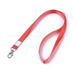 Polyester Neck Strap Lanyard, with Lobster Claw Clasps, Red, 48.5x1.5cm