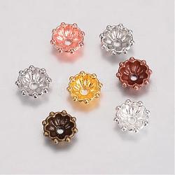 Ausgefallene Perlenkappen aus Legierung, Multi-Blütenblatt Blüte, Mischfarbe, 8x3 mm, Bohrung: 1 mm