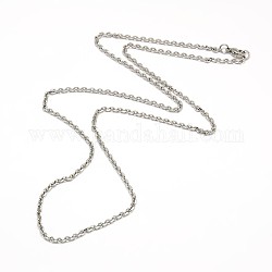 Fashionable 304 Stainless Steel Cable Chain Necklace Making, with Lobster Claw Clasps, Faceted, Stainless Steel Color, 23 inch~24 inch(58.4~61cm)x3mm