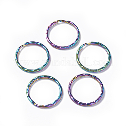 Placcatura ionica (ip) 304 portachiavi divisi in acciaio inossidabile, accessori di chiusura portachiavi, texture, colore arcobaleno, 25x3mm