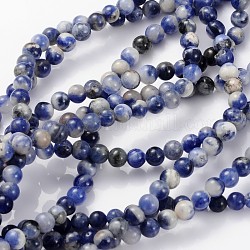 Chapelets de perles en sodalite naturelle, ronde, 4mm, Trou: 0.8mm, environ 89 / pcs brins, 15 pouce
