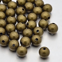 Perles en laiton, perles rondes sans soudure, sans nickel, bronze antique, 8mm, Trou: 2mm