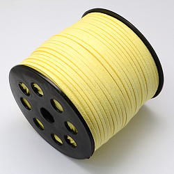 Экологичный шнур из искусственной замши, искусственная замшевая кружева, желтое шампанское, 3.0x1.4 мм, около 98.42 ярда (90 м) / рулон