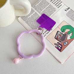 Lanière de téléphone en boucle de trèfle en silicone, lanière de poignet avec porte-clés en plastique et alliage, lilas, trèfle : 10x10cm