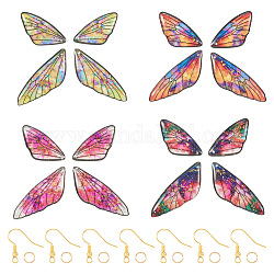 Kit de fabrication de boucles d'oreilles papillon bricolage, y compris les pendentifs en résine, anneaux de saut en laiton et crochets de boucle d'oreille, couleur mixte, 56 pcs / boîte