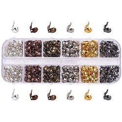 PandaHall Elite about 600pcs 6 Color Bead Tips Knot Covers, 8x4mm Metal Open Clamshell Fold-Over Bead Tips Knot Covers End Caps for Jewelry Making