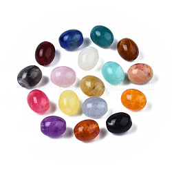 Perles acryliques, style de pierres fines imitation, baril, couleur mixte, 13x10mm, Trou: 2mm, environ 550 pcs/500 g