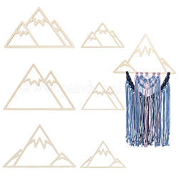 Cadres au crochet en tilleul, outil de macramé artisanal ornement pompon, montagne, 25~40x15~27x0.25 cm, 6 pièces / kit