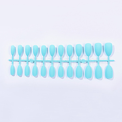 Однотонные матовые пластиковые накладные ногти с полным покрытием накладные ногти, натуральный пресс средней длины на ногтях, голубой, 18~24x7~14 мм, о 24 шт / комплект