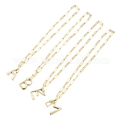Ожерелья с подвеской-карабином из латуни, начальные ожерелья, с цепями скрепки, буквы, золотые, случайные смешанные буквы, 18.03 дюйм (45.8 см)