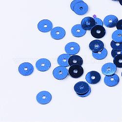 Ornament Zubehör Kunststoff paillette Perlen, Pailletten Perlen, Scheibe, Blau, 6x0.2 mm, Bohrung: 1 mm, ca. 30000 Stk. / 500 g