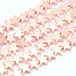 Electroplate Non-magnetic Synthetic Hematite Beads Strands, Grade AA, Long-Lasting Plated, Star, Rose Gold Plated, 8x8x2.5mm, Hole: 1mm, about 65pcs/strand, 15.7 inch(40cm)