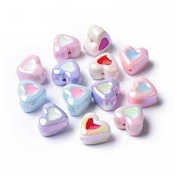 Perline acrilico opaco, con smalto, cuore, colore misto, 15x17x10.5mm, Foro: 2.1 mm
