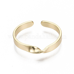 Anillos de dedo del manguito de latón, anillos abiertos, sin níquel, real 18k chapado en oro, tamaño de 7, diámetro interior: 17 mm