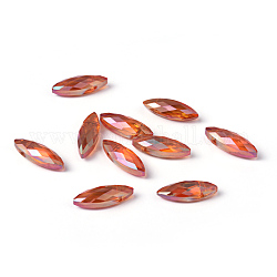 Faceted Horse Eye Electroplate Transparent Glass Beads, Chocolate, 22x7x7mm, Hole: 1mm