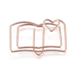 Book Shape Iron Paperclips, Cute Paper Clips, Funny Bookmark Marking Clips, Rose Gold, 19x30x3mm