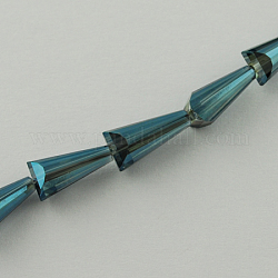 Electroplate Glass Beads Strands, Faceted, Cone, Dark Cyan, 12x6x6mm, Hole: 2mm