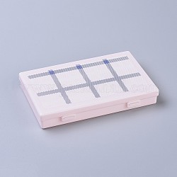 Imprimer des boîtes en plastique, récipients de stockage de talon, avec grille, rectangle, rose, 17.5x11.2x2.7 cm