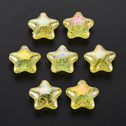 Perline di acrilico trasparente crackle, ab colore, stella, giallo, 20.5x21.5x9.5mm, Foro: 2.5 mm, su 220 g / borsa