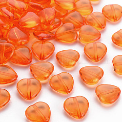 Perles en acrylique transparente, cœur, orange foncé, 13.5x13.5x5.5mm, Trou: 1.5mm, environ 775 pcs/500 g