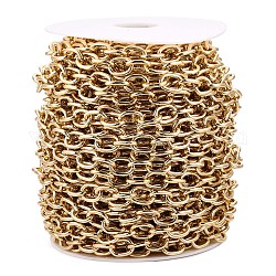 Aluminium Cable Chains, Unwelded, with Spool, Golden, 12.5x9.5x2mm, about 65.62 Feet(20m)/Roll