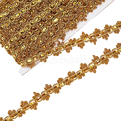 Fingerinspire 20 mètre de bordure en dentelle tressée métallique de 3/4 pouces de large, motif de fleur 3D, bordure en dentelle tressée, couture sur bordure métallique, ruban doré pour bricolage, robe artisanale, décoration de bijoux fantaisie