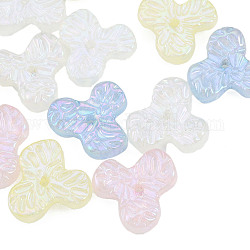 Perlas de acrílico chapadas en arco iris iridiscentes, abalorios de brillo, flor, color mezclado, 18x20x5mm, agujero: 1.8 mm